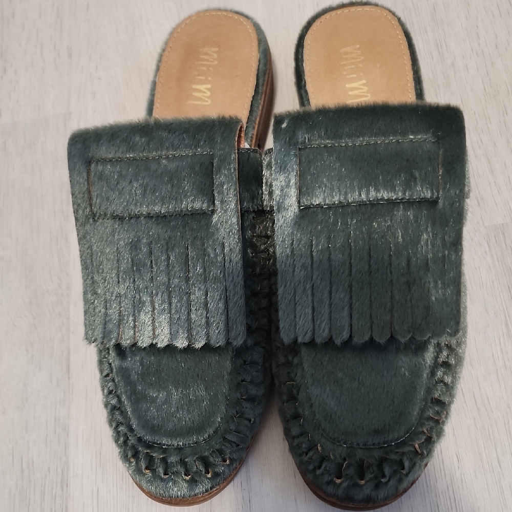 Mi.iM Forest Green Fringe Mules